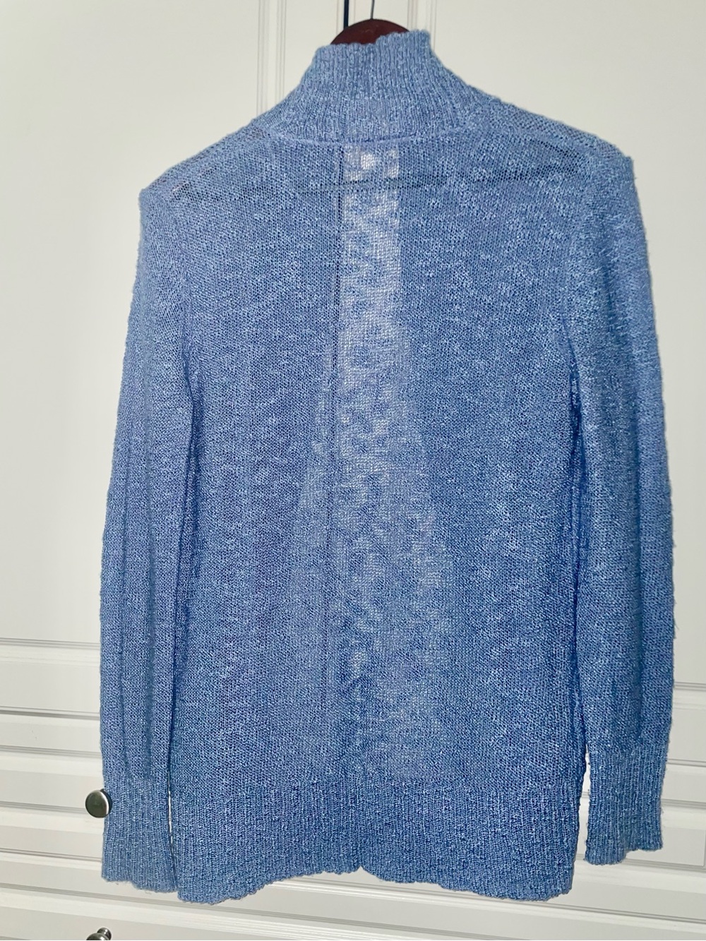 LOFT Soft Blue Open-Front Draped Cardigan - Picture 2 of 4
